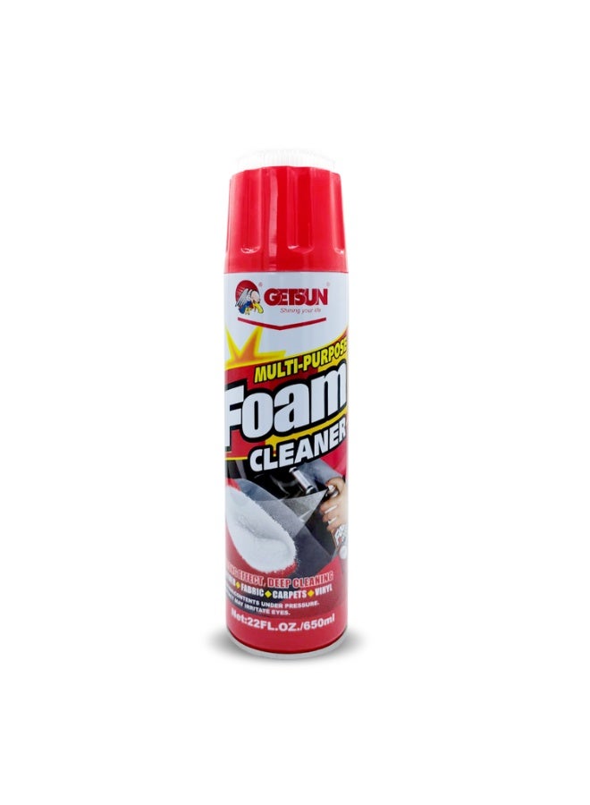 Getsun Multi-Purpose Foam Cleaner Spray 650ml Car Interior Upholstery Carpet Fabric Leather Vinyl Cleaning Foam Deep Cleaning Stain Remover for Auto & Home Use - Image 1