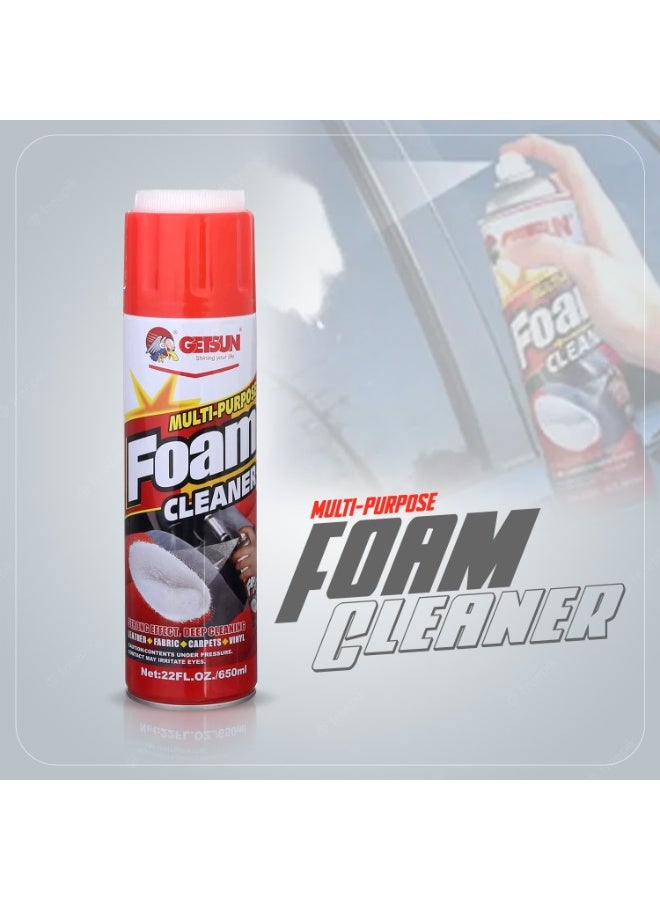 Getsun Multi-Purpose Foam Cleaner Spray 650ml Car Interior Upholstery Carpet Fabric Leather Vinyl Cleaning Foam Deep Cleaning Stain Remover for Auto & Home Use - Image 3