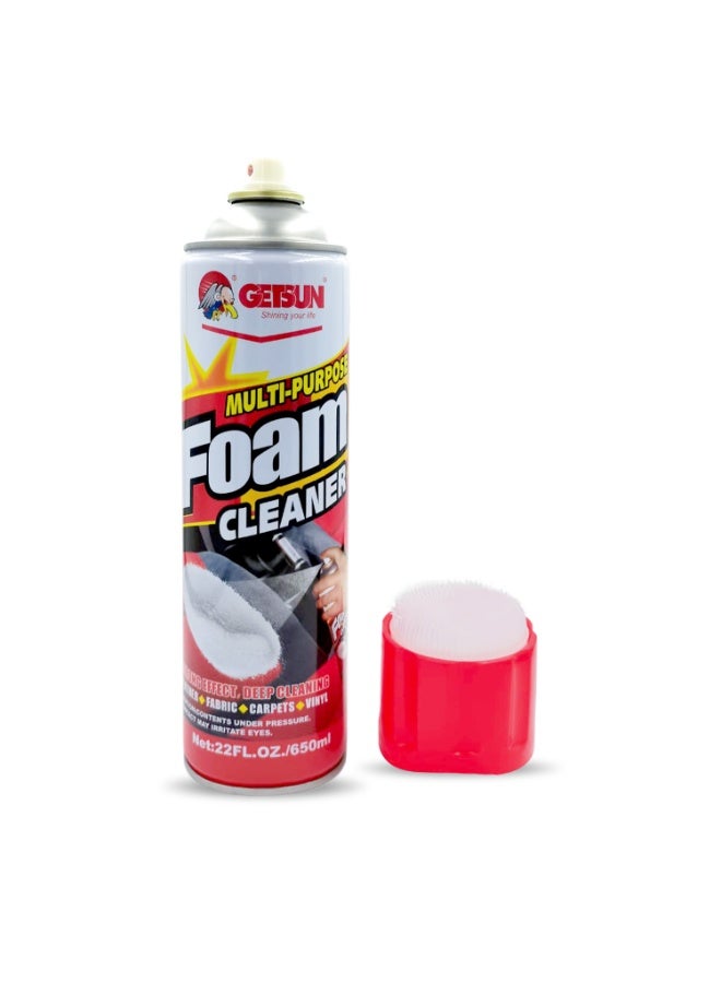 Getsun Multi-Purpose Foam Cleaner Spray 650ml Car Interior Upholstery Carpet Fabric Leather Vinyl Cleaning Foam Deep Cleaning Stain Remover for Auto & Home Use - Image 2