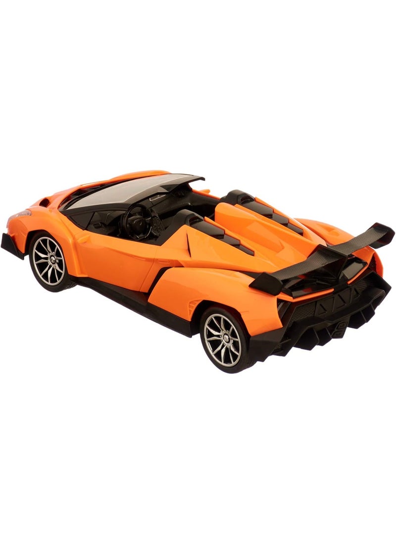 SUPER CAR Style Orange RC Car with Steering Wheel Remote, Headlights & Remote-Controlled Doors – Realistic Racing Toy for Kids with Full 4-Way Drive  - Image 3
