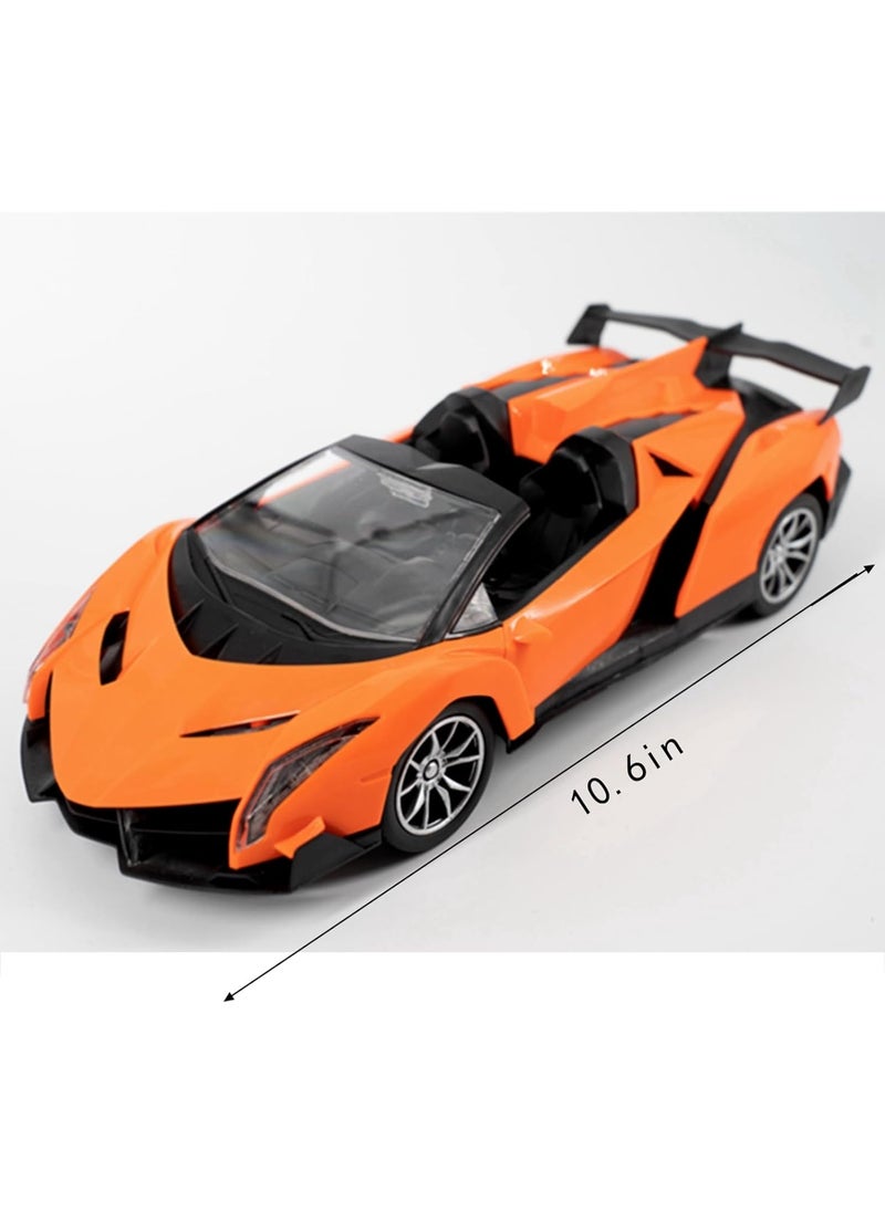 SUPER CAR Style Orange RC Car with Steering Wheel Remote, Headlights & Remote-Controlled Doors – Realistic Racing Toy for Kids with Full 4-Way Drive  - Image 2