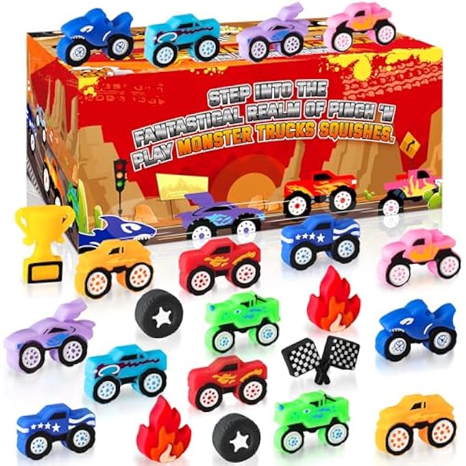Erweicet 36 PCS Monster Truck Party Favor Monster Truck Squishy Toys for Kids Boys Truck Birthday Party Birthday Game Prizes Easter Egg Fillers Chool Classroom Rewards Exchange Gifts - Image 1