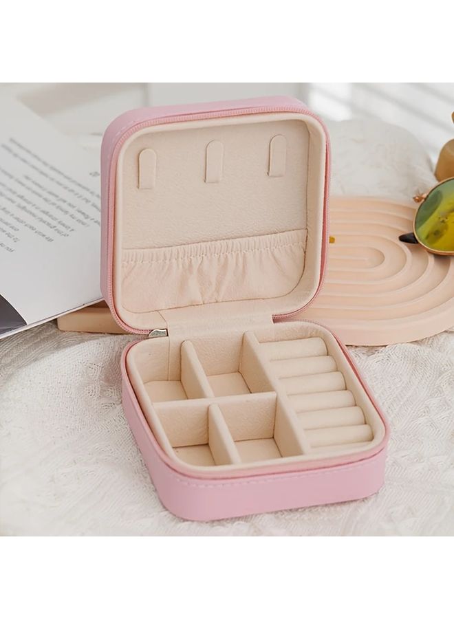 White Faux Leather Travel Jewelry Organizer Box With Multi Compartment Soft Lined Case - Image 4