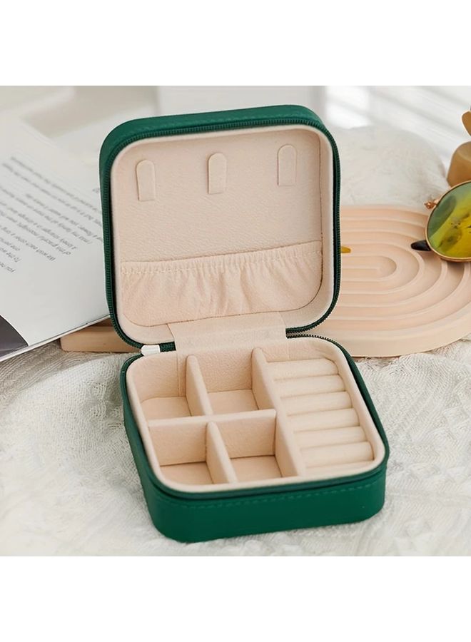 White Faux Leather Travel Jewelry Organizer Box With Multi Compartment Soft Lined Case - Image 5