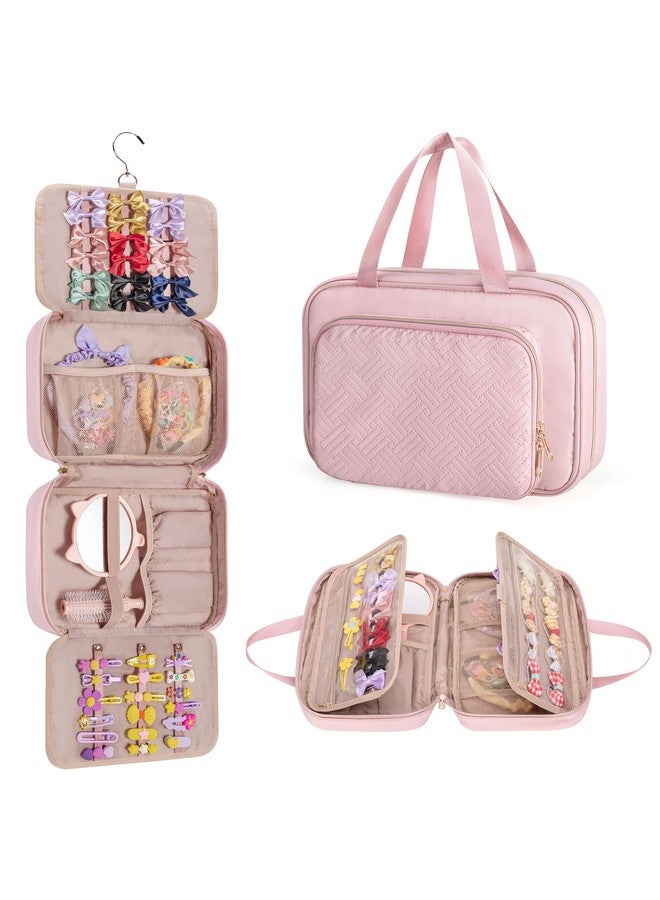 Fasrom Hair Accessories Organizer for Girls, Hanging Hair Bow Storage Bag for Kids Hair Clips, Headband, Hair Ties and Scrunchies Holder, Pink (Empty Bag) - Image 1