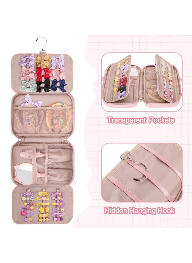 Fasrom Hair Accessories Organizer for Girls, Hanging Hair Bow Storage Bag for Kids Hair Clips, Headband, Hair Ties and Scrunchies Holder, Pink (Empty Bag) - Image 3