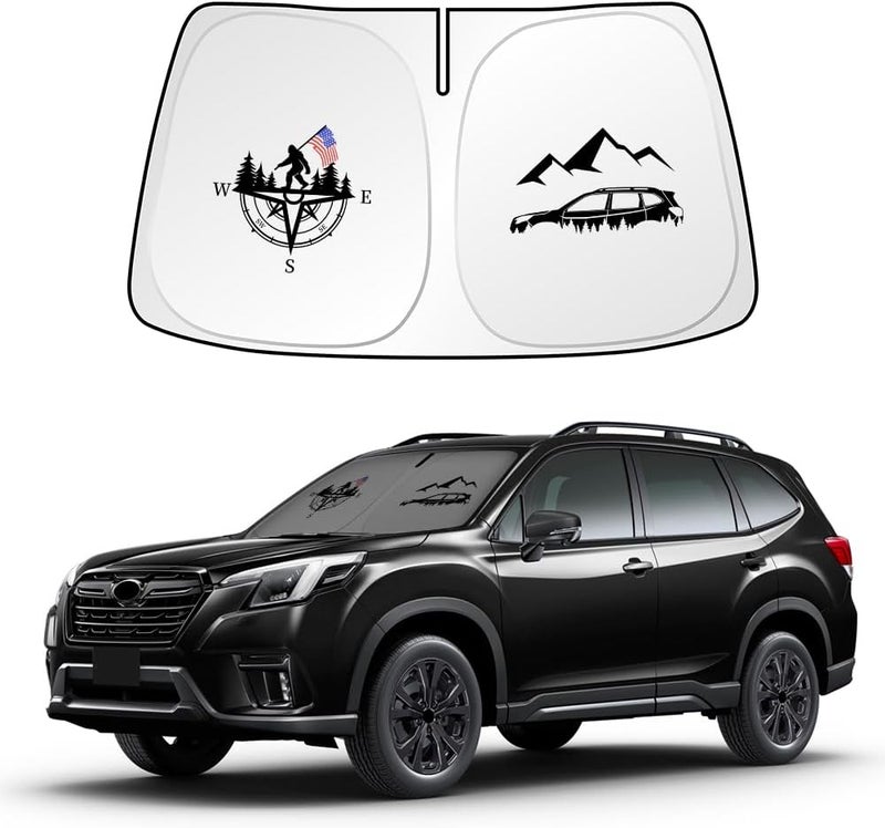 uunonaha غطاء واقي للزجاج الأمامي متوافق مع سيارات Subaru Forester وOutback، يحجب أشعة الشمس ويحمي العينين، قابل للطي (لطرازات القديمة مثل Impreza) - Image 1