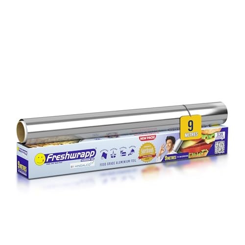 Hindalco Aluminium Foil Paper/foil paper for Kitchen/Eco-Friendly Freshwrapp Aluminium Foil Food wrap/Bacteria Resistant/Disposable/Food Parcel Length 9 m,Width 30 cm - Combo Pack of 4 - Image 1