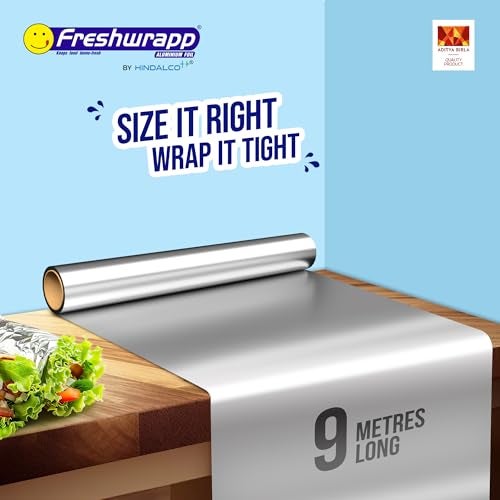 Hindalco Aluminium Foil Paper/foil paper for Kitchen/Eco-Friendly Freshwrapp Aluminium Foil Food wrap/Bacteria Resistant/Disposable/Food Parcel Length 9 m,Width 30 cm - Combo Pack of 4 - Image 2
