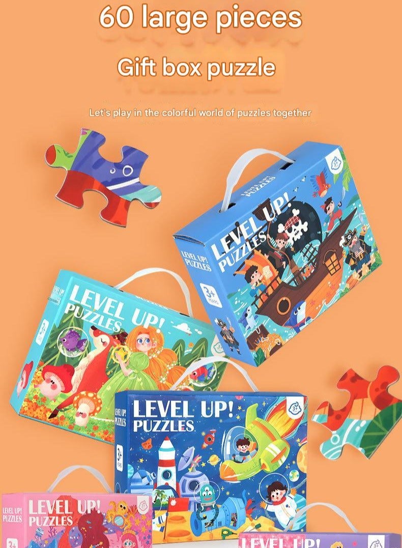 Children's Advanced Gift Box Handheld Large Puzzles 3-6 Year Old Kindergarten Gift Prizes Early Education Puzzle Toys60 pieces of Princess Elf puzzle+free storage bag)  - Image 2