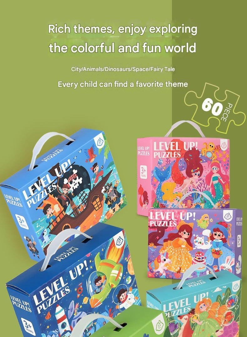 Children's Advanced Gift Box Handheld Large Puzzles 3-6 Year Old Kindergarten Gift Prizes Early Education Puzzle Toys60 pieces of Princess Elf puzzle+free storage bag)  - Image 3