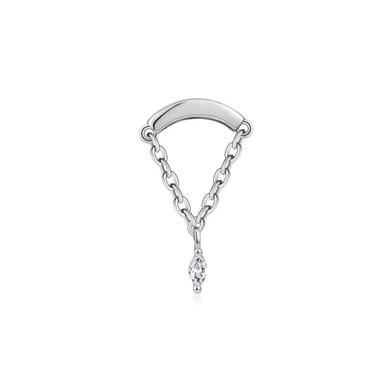 Hanreshe Helix Earrings for Women Flat Back Earrings Silver Hidden Helix Earring Dangle Drop Tassel Chain Cubic Zirconia - Image 1