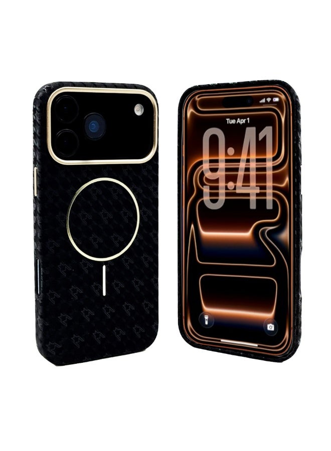 MOCOM Apple iPhone 17 Pro Max Sleek] Leatherette MagSafe Case for iPhone 17 Pro Max - Ultimate Protection & Modern Style with Wireless Charging Compatibility - Slim Profile, Anti-Scratch, Classic Black Pattern - Image 1