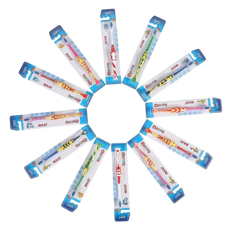 MAXI Goldie Kids Soft Toothbrush for 2+ Years, Multicolor (Pack of 12) - Image 5