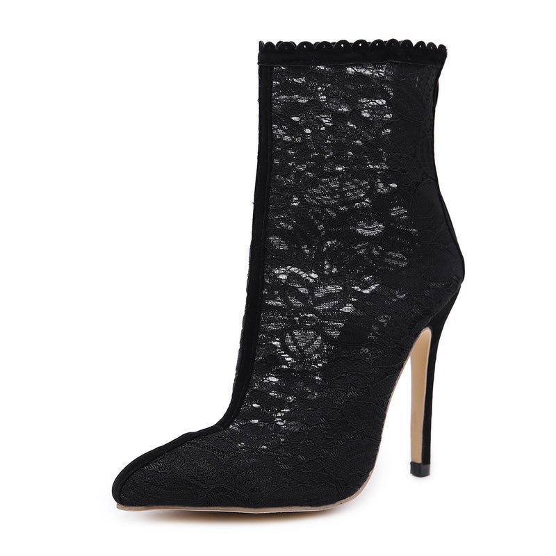 2019 European Spring New Lace High Heel Sandals Do 40 Size - Image 1