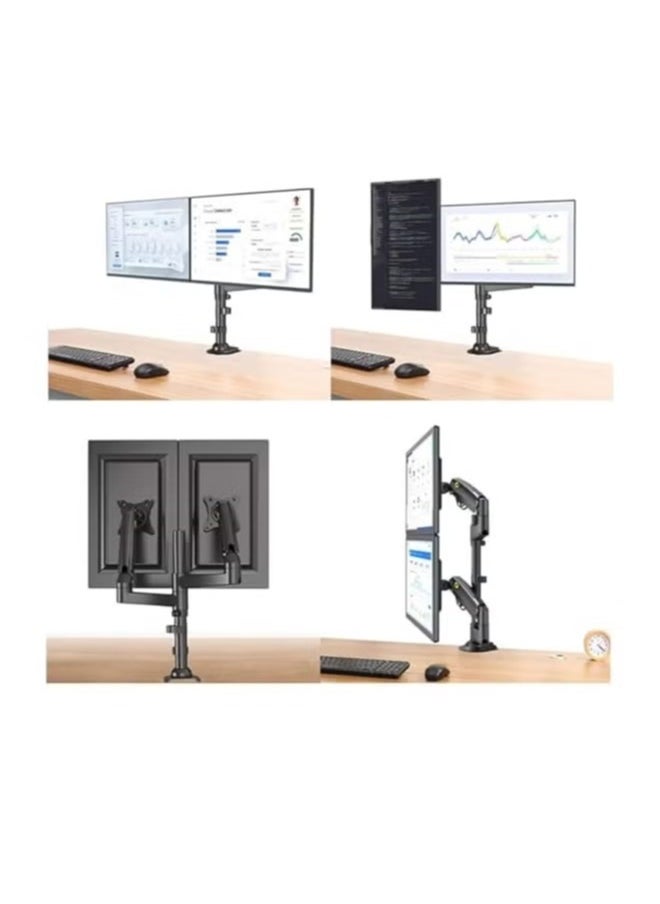 NB Dual Screen Desktop Mount for 22" - 32" Monitors - Adjustable Monitor Arm in Black, VESA Compatible, Tilt, Swivel & Rotate Function for Ergonomic Viewing, Desk Clamp/Wall Mount Options, Heavy-Duty Design - Image 2