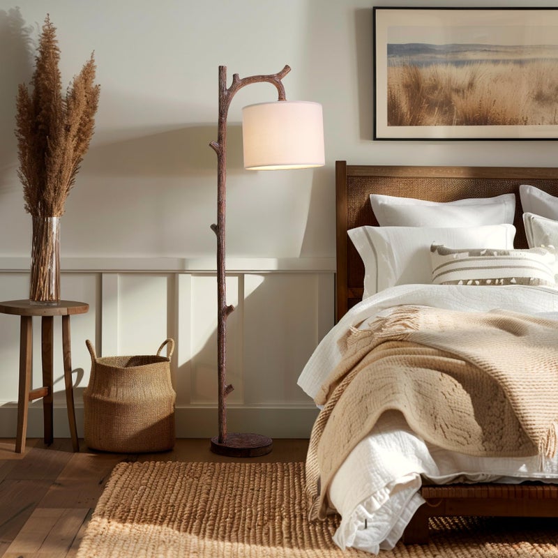 OYEARS Retro Farmhouse Floor Lamp for Nursery Living Room Rustic Standing Lamps Tree Trunk Deco Modern Country Vintage Wood Floor Lampï¼ˆBrownï¼‰ - Image 5