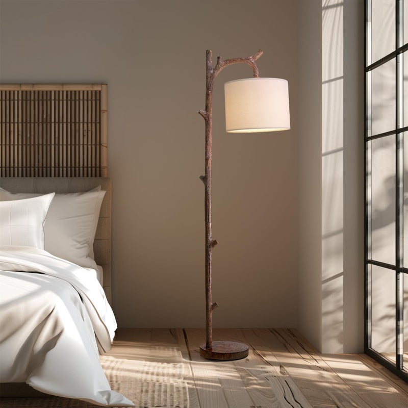 OYEARS Retro Farmhouse Floor Lamp for Nursery Living Room Rustic Standing Lamps Tree Trunk Deco Modern Country Vintage Wood Floor Lampï¼ˆBrownï¼‰ - Image 4