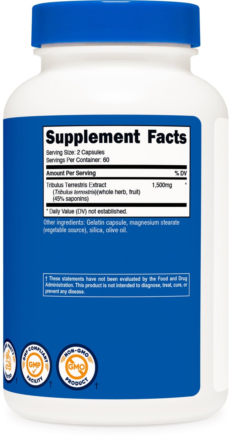 Nutricost Tribulus Terrestris Extract 1500mg, 120 Capsules - 60 Servings (750mg Per Cap), Non GMO & Gluten Free - Image 5