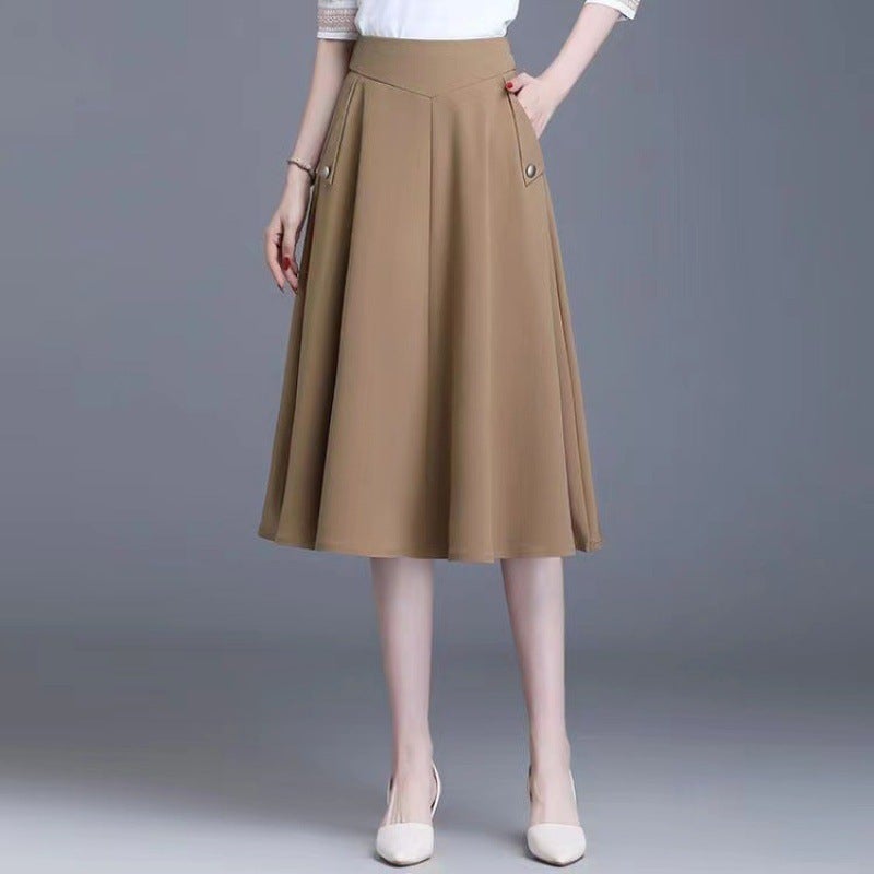 Spring 2023 New Pocket A- Line Skirt Skirt Mid-Length Fashionable All-Match Staggable Waist Skirt For Children - Image 2
