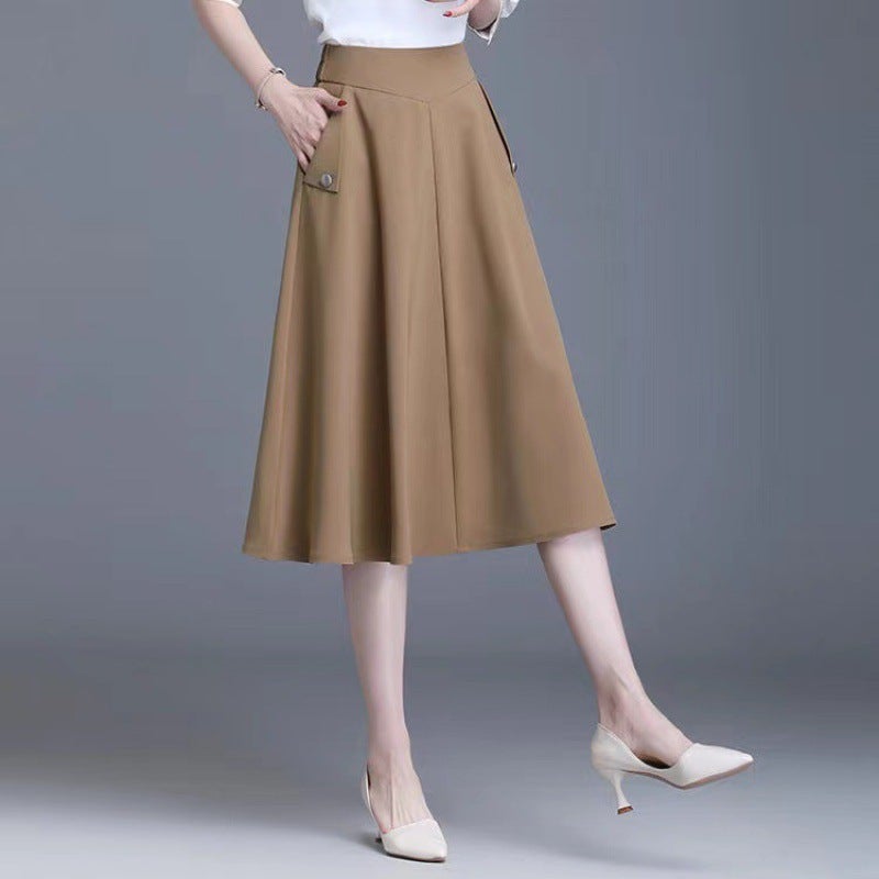 Spring 2023 New Pocket A- Line Skirt Skirt Mid-Length Fashionable All-Match Staggable Waist Skirt For Children - Image 3