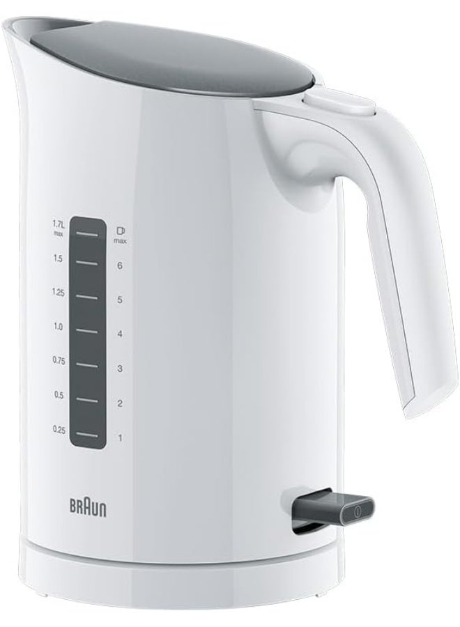 Braun PurEase 3 Electric Kettle, 3000W, 1.7L with Washable Anti-Scale Filter, WK3110WH, White 1.7 L 3000 W WK3110WH white - Image 1