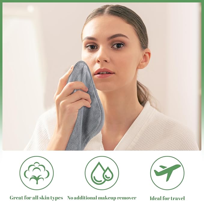 Lanjue 5 Pack Make Up Remover Cloth 1575 787in Flannel Face Cloth Face Wipes for Sensitive Skin Make Up Removing BlackVioletCherry RedGreenWhite - Image 3
