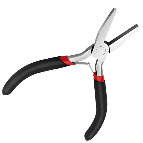 FENGWANGLI Flat Nose Pliers for Jewelry Making, Mini Wire Cutters for Bending Straightening Ring Opening, 5 Inch, Black - Image 1