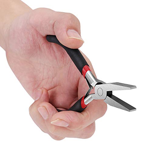 FENGWANGLI Flat Nose Pliers for Jewelry Making, Mini Wire Cutters for Bending Straightening Ring Opening, 5 Inch, Black - Image 5