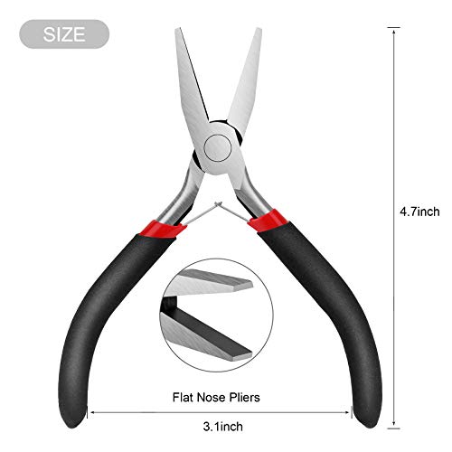 FENGWANGLI Flat Nose Pliers for Jewelry Making, Mini Wire Cutters for Bending Straightening Ring Opening, 5 Inch, Black - Image 2