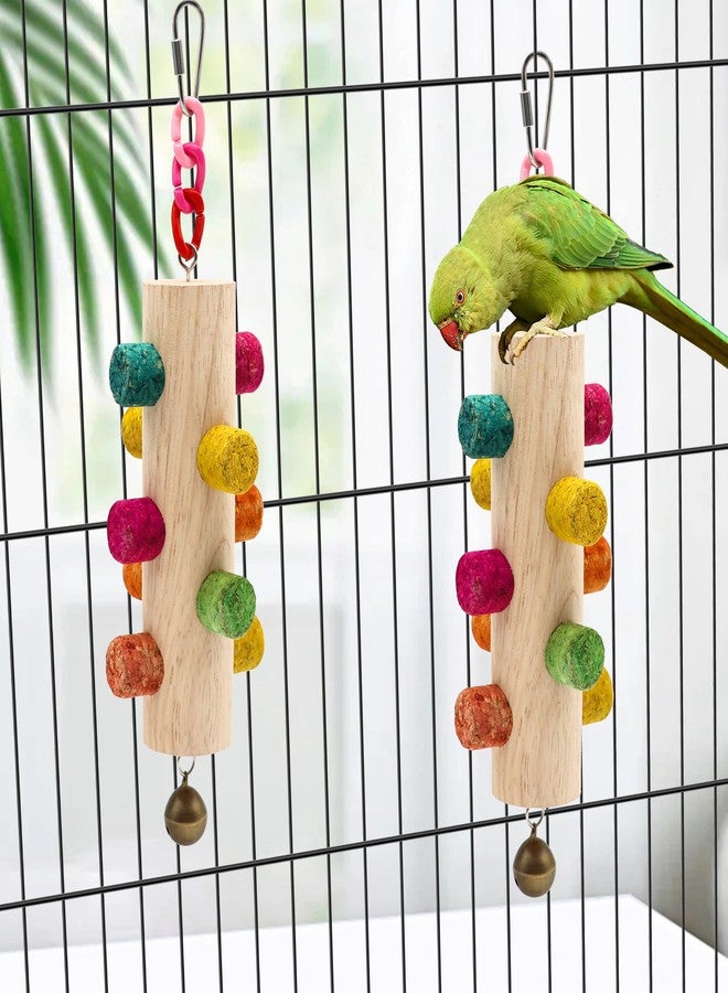 DVHEY Cylinder Bird Chew Toy, Parrot Cork Stopper Toys Bird Swing Bell Hanging Wooden Puzzle Foraging Toys Small Bird Bite Perch Stand, Small and Medium Parrots (1 Pack-Cylinder Cork Stick) - Image 4