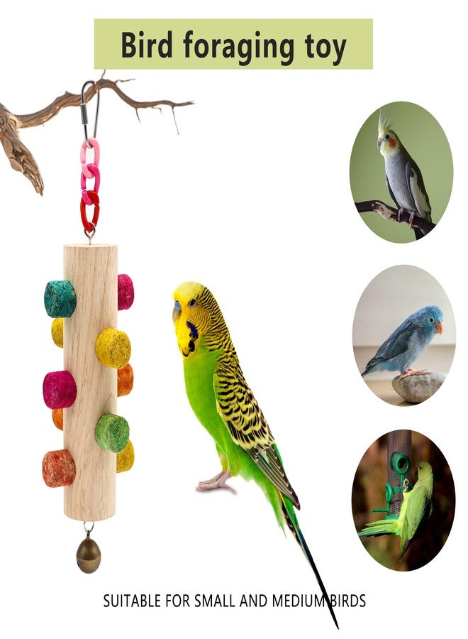 DVHEY Cylinder Bird Chew Toy, Parrot Cork Stopper Toys Bird Swing Bell Hanging Wooden Puzzle Foraging Toys Small Bird Bite Perch Stand, Small and Medium Parrots (1 Pack-Cylinder Cork Stick) - Image 5