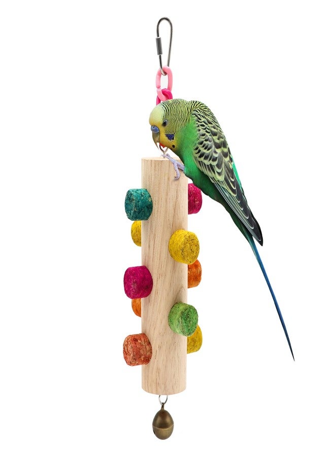DVHEY Cylinder Bird Chew Toy, Parrot Cork Stopper Toys Bird Swing Bell Hanging Wooden Puzzle Foraging Toys Small Bird Bite Perch Stand, Small and Medium Parrots (1 Pack-Cylinder Cork Stick) - Image 1