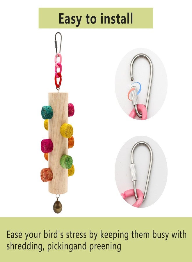 DVHEY Cylinder Bird Chew Toy, Parrot Cork Stopper Toys Bird Swing Bell Hanging Wooden Puzzle Foraging Toys Small Bird Bite Perch Stand, Small and Medium Parrots (1 Pack-Cylinder Cork Stick) - Image 3