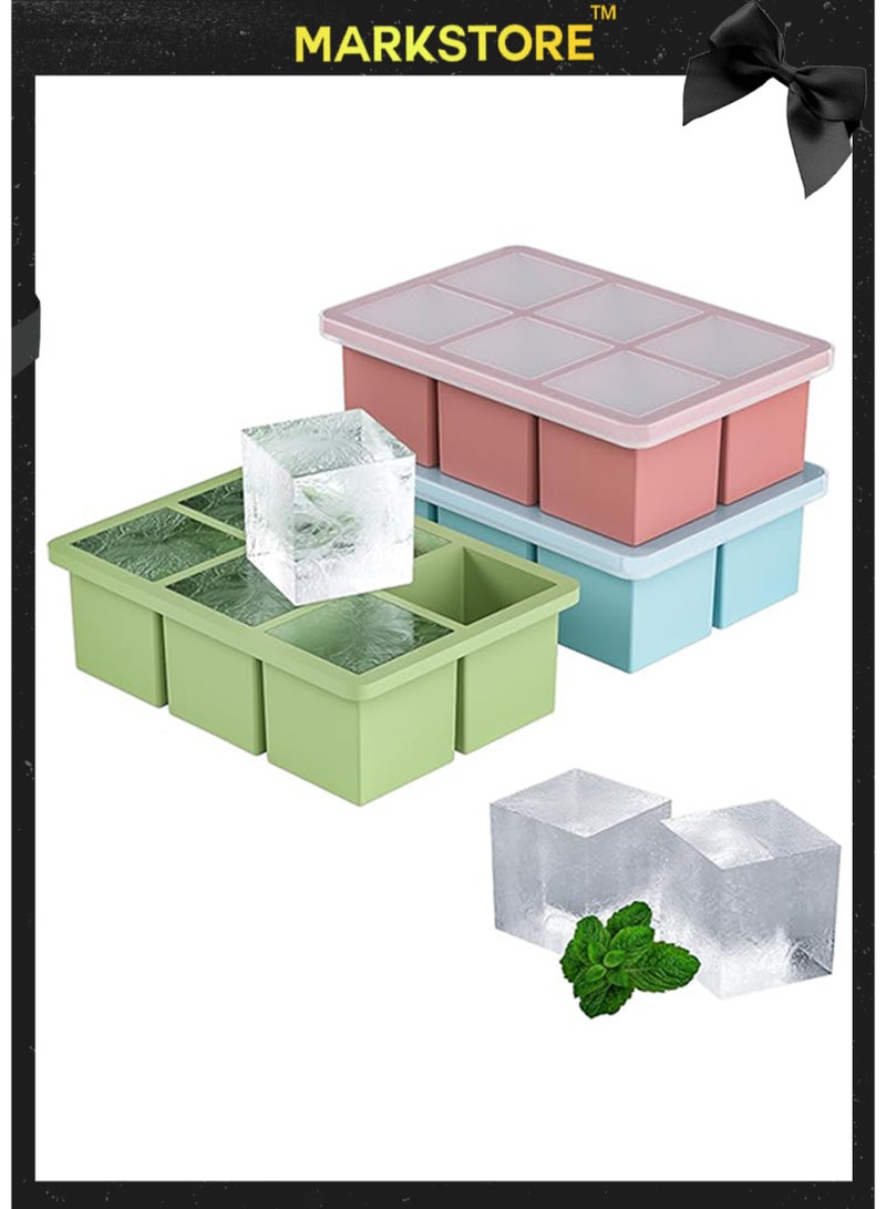 مارك ستور صينية مكعبات الثلج مع قوالب مربعة مقاومة للتسرب من السيليكون، خالية من مادة BPA، مرنة وقابلة للتكديس للويسكي والكوكتيلات والمشروبات الباردة - Image 1