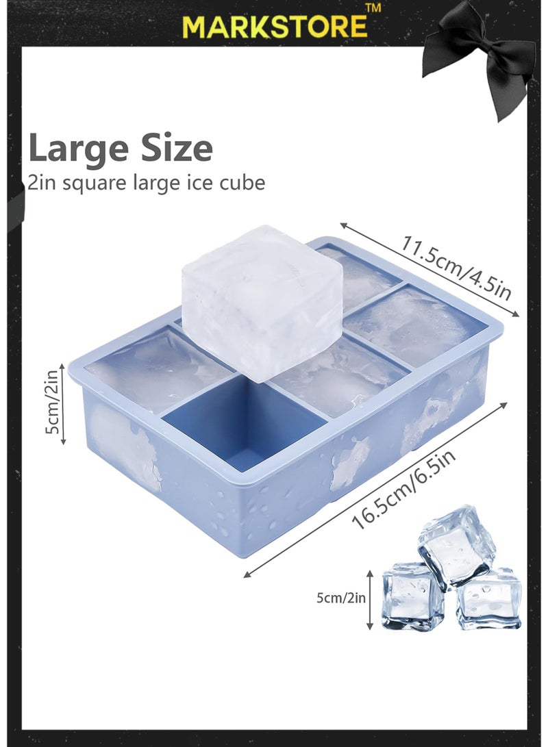 مارك ستور صينية مكعبات الثلج مع قوالب مربعة مقاومة للتسرب من السيليكون، خالية من مادة BPA، مرنة وقابلة للتكديس للويسكي والكوكتيلات والمشروبات الباردة - Image 2