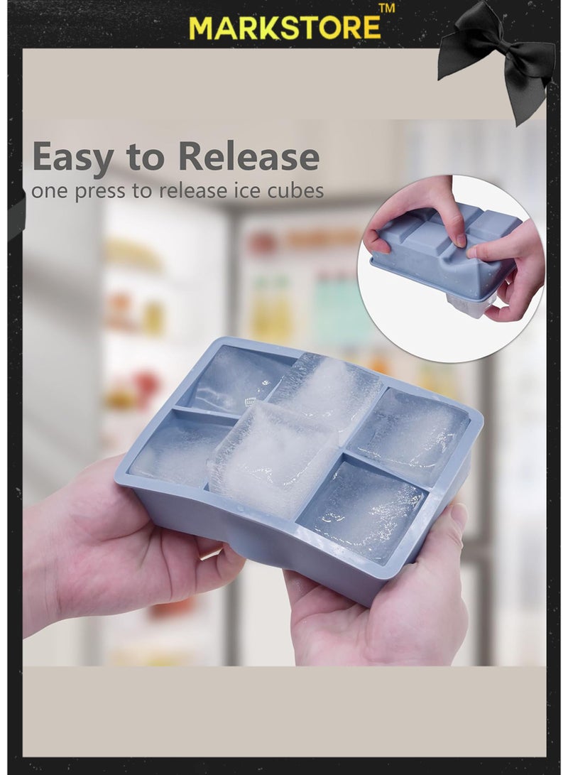 مارك ستور صينية مكعبات الثلج مع قوالب مربعة مقاومة للتسرب من السيليكون، خالية من مادة BPA، مرنة وقابلة للتكديس للويسكي والكوكتيلات والمشروبات الباردة - Image 3