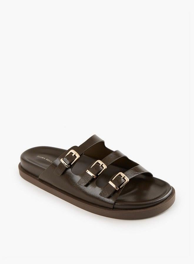 Flora Bella By Shoexpress Buckle Accent Slip-On Sandals - Image 1