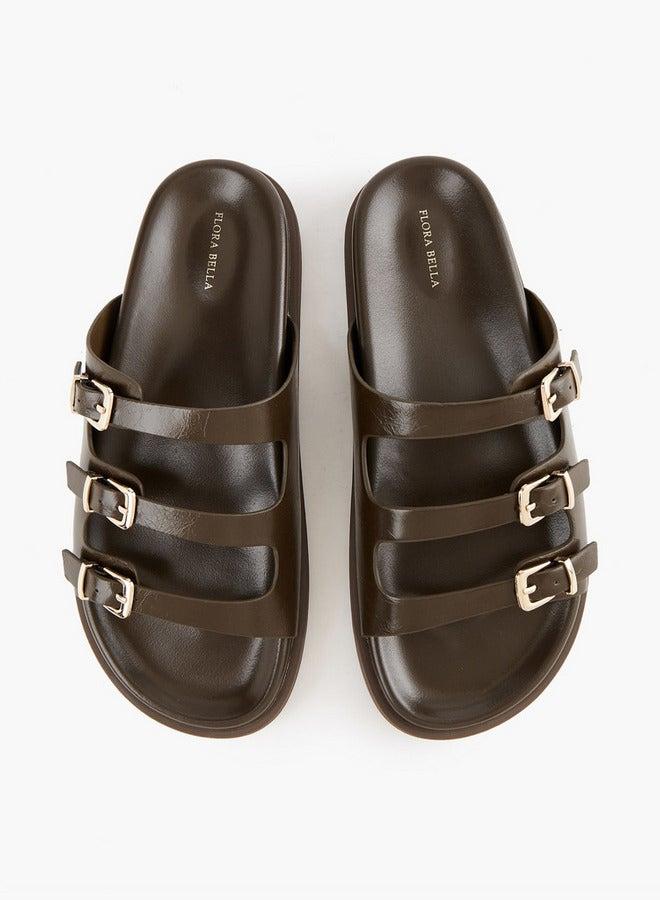 Flora Bella By Shoexpress Buckle Accent Slip-On Sandals - Image 3