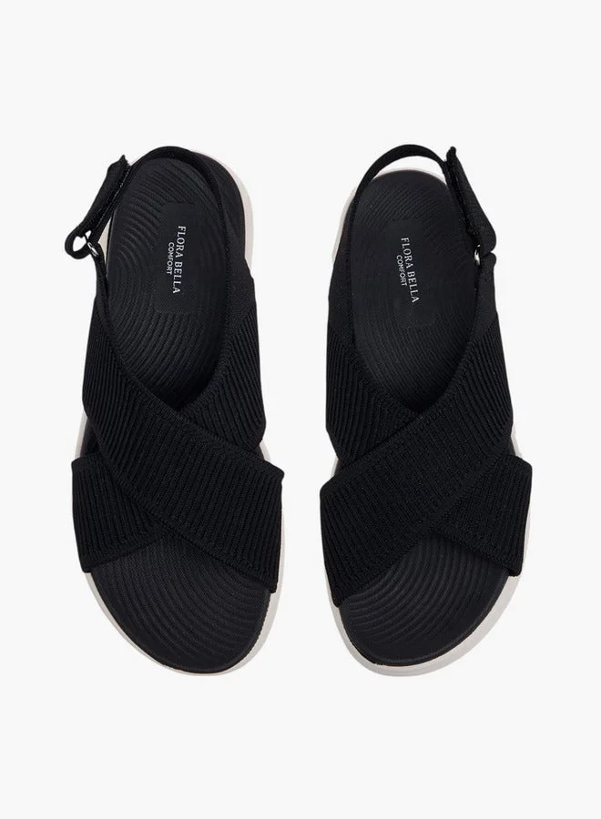 Cross Strap Flatform Sandals with Hook and Loop Closure