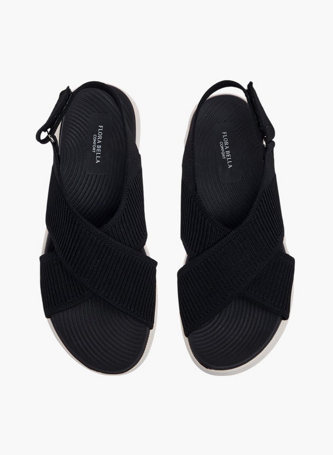 Flora Bella By Shoexpress Cross Strap Flatform Sandals with Hook and Loop Closure - Image 1