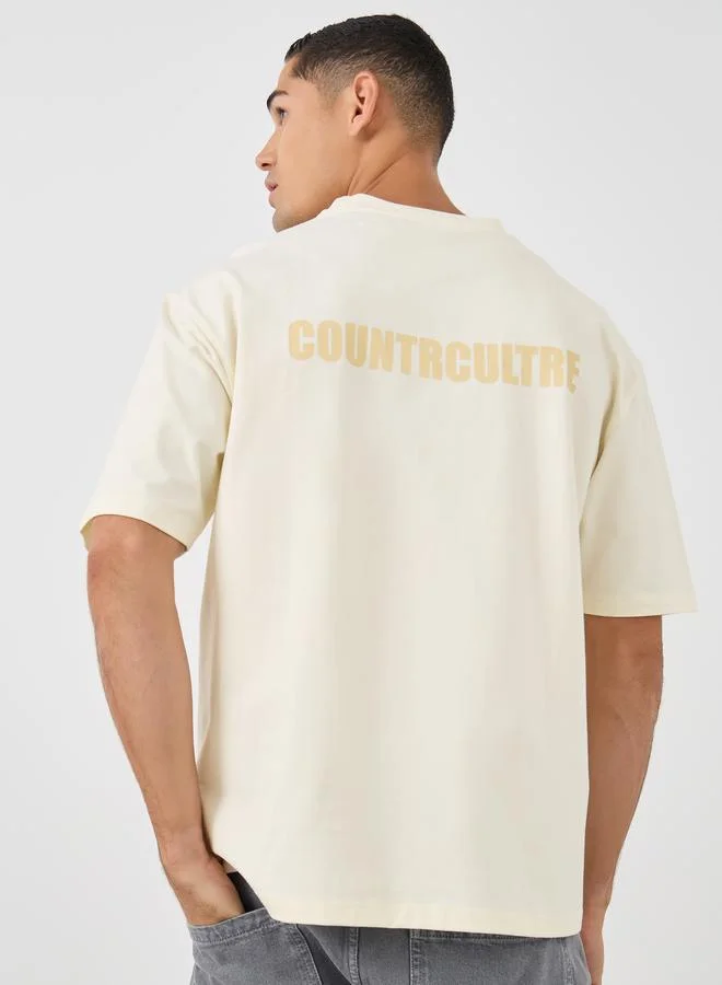 Styli Styli Slogan Print Oversized Crew Neck T-Shirt