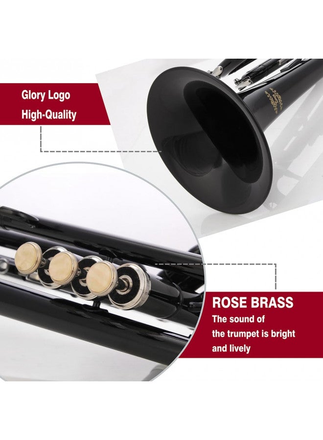 GLORY ESTD. 1962 Glory Bb Trumpet - Trumpets for Beginner or Advanced Student with Case, pair of gloves-Black  - Image 3