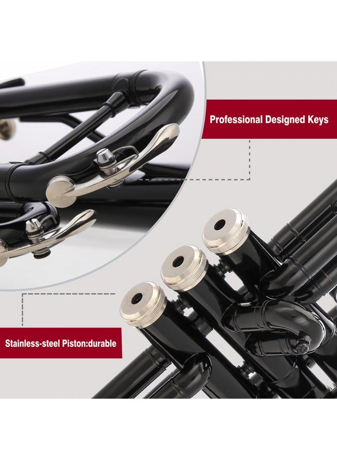 GLORY ESTD. 1962 Glory Bb Trumpet - Trumpets for Beginner or Advanced Student with Case, pair of gloves-Black  - Image 2