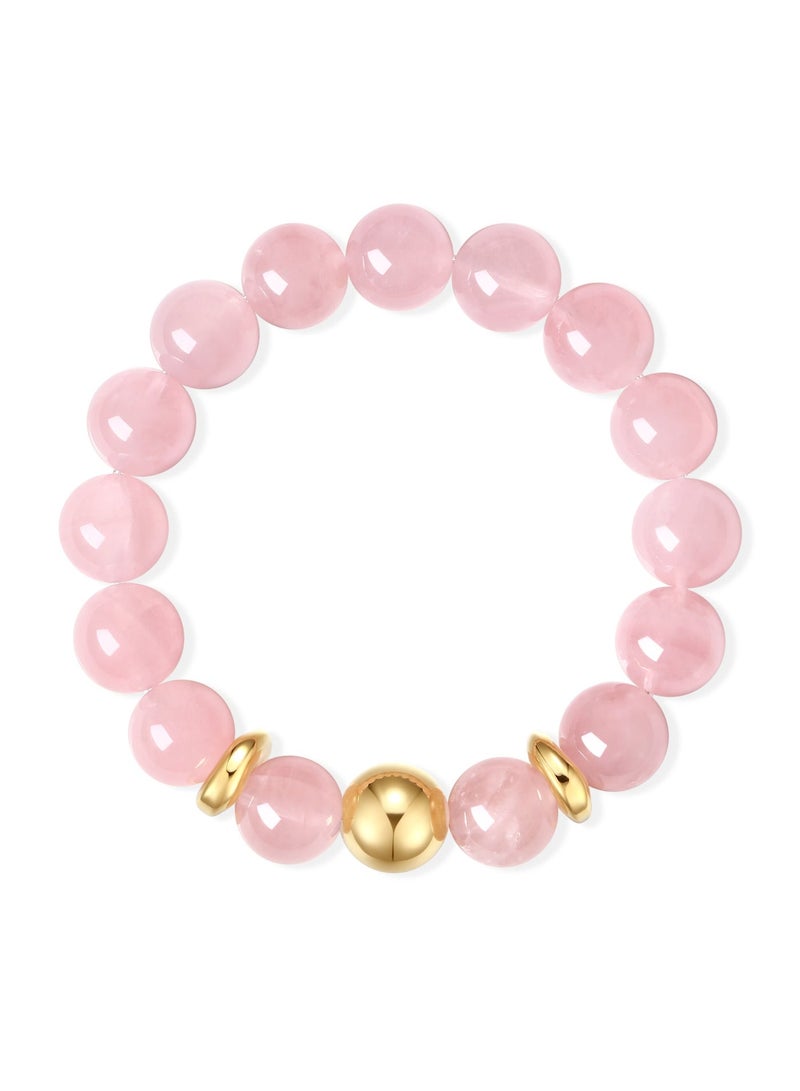 غَيْرُ مَألُوف 【فقاعة الوردي الحالمة】 سوار من الكوارتز الوردي الطبيعي مع خرزات ذهبية ｜ ملكة الرقة المحبوبة - Image 1