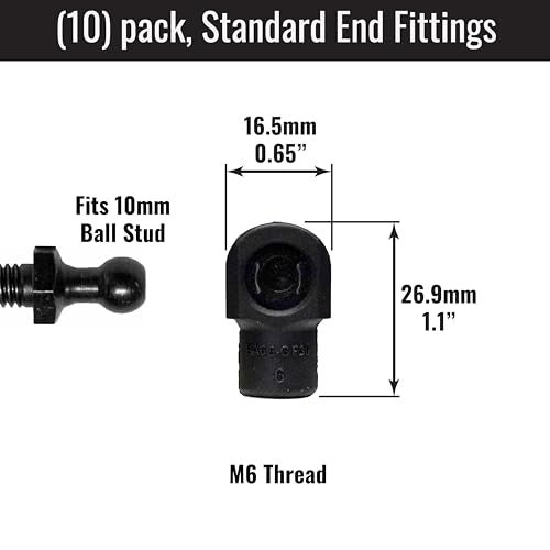 Redline Tuning Gas Strut End Fittings for 10mm Ball-Stud (10 Pack) - Black M6 Female Thread - Gas Spring Strut Lift Support Sockets RT-60-00006 (10) - Image 2