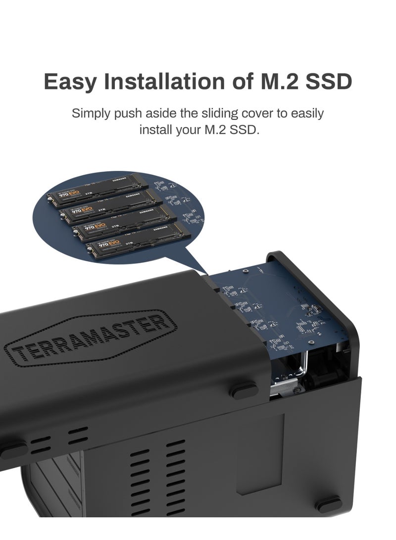 تيراماستر علبة TERRAMASTER D8 Hybrid HDD NVMe، USB 3.2 Gen 2 بسرعة 10 جيجابت في الثانية، نوع C، 8 حجيرات، وحدة تخزين USB، تدعم RAID 0/1/Single/JBOD، مجموعة أقراص هجينة 2+6 RAID حصرية (بدون أقراص) - Image 4