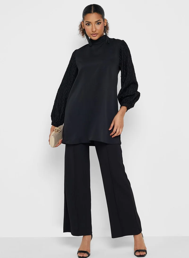 Montania Puff Sleeve High Neck Top