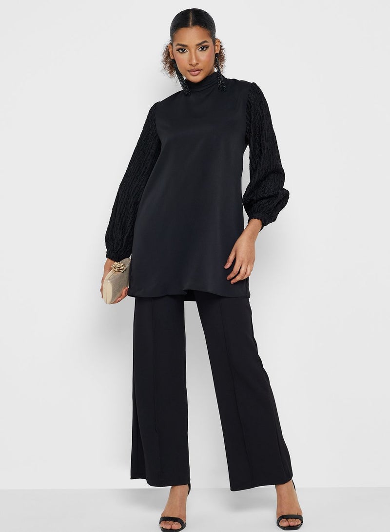 Montania Puff Sleeve High Neck Top - Image 4