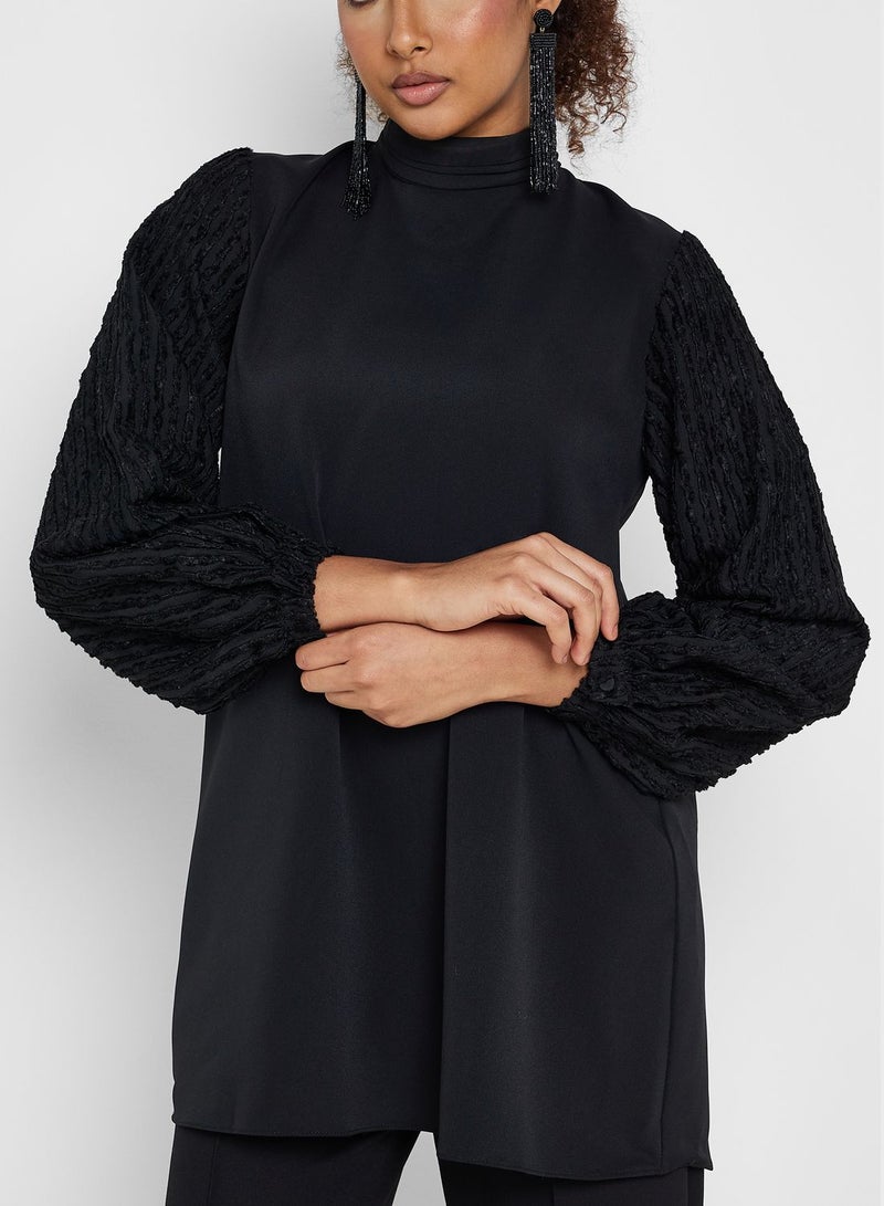Montania Puff Sleeve High Neck Top - Image 3